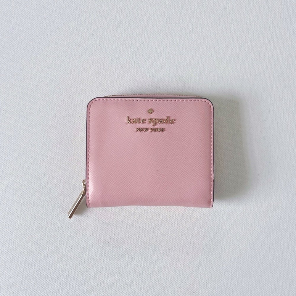 Kate Spade pink small leather bifold wallet NWT